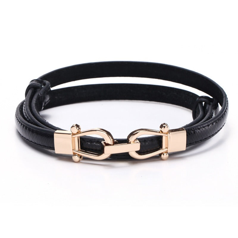Snake Pattern Crown Button Women's Fine Leather Belt Belt Belt Women's Fashion Dress Belt Fashion Decoration