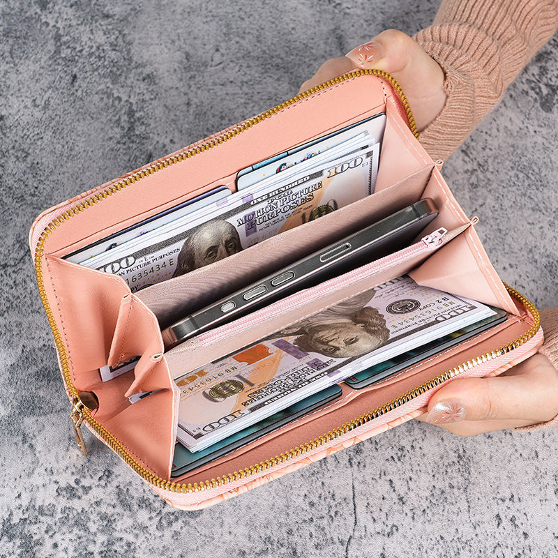 Monedero tarjetero floral con cremallera y asa de muñeca