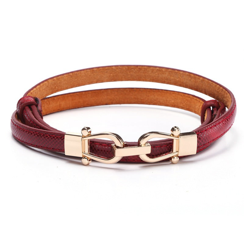 Snake Pattern Crown Button Women's Fine Leather Belt Belt Belt Women's Fashion Dress Belt Fashion Decoration