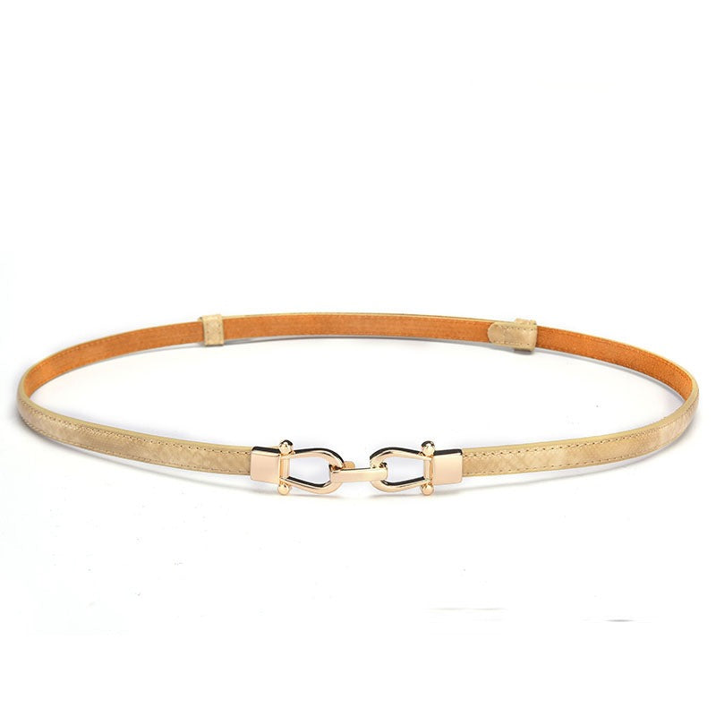 Snake Pattern Crown Button Women's Fine Leather Belt Belt Belt Women's Fashion Dress Belt Fashion Decoration