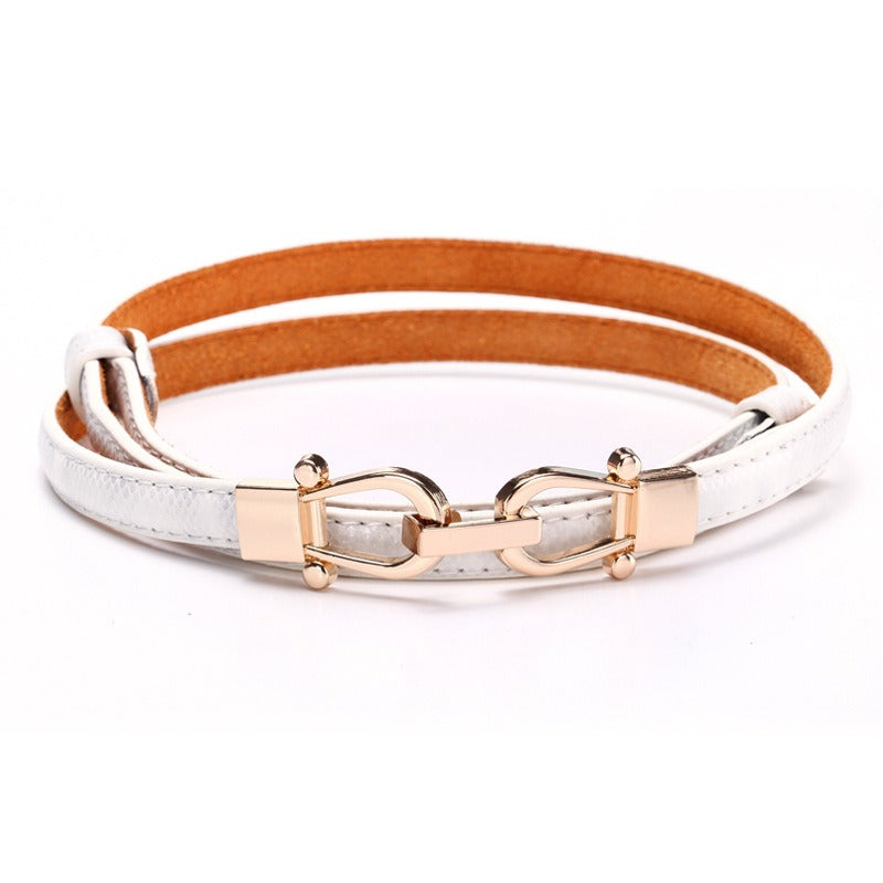 Snake Pattern Crown Button Women's Fine Leather Belt Belt Belt Women's Fashion Dress Belt Fashion Decoration
