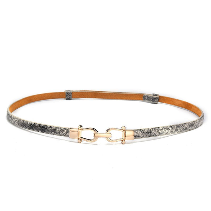 Snake Pattern Crown Button Women's Fine Leather Belt Belt Belt Women's Fashion Dress Belt Fashion Decoration