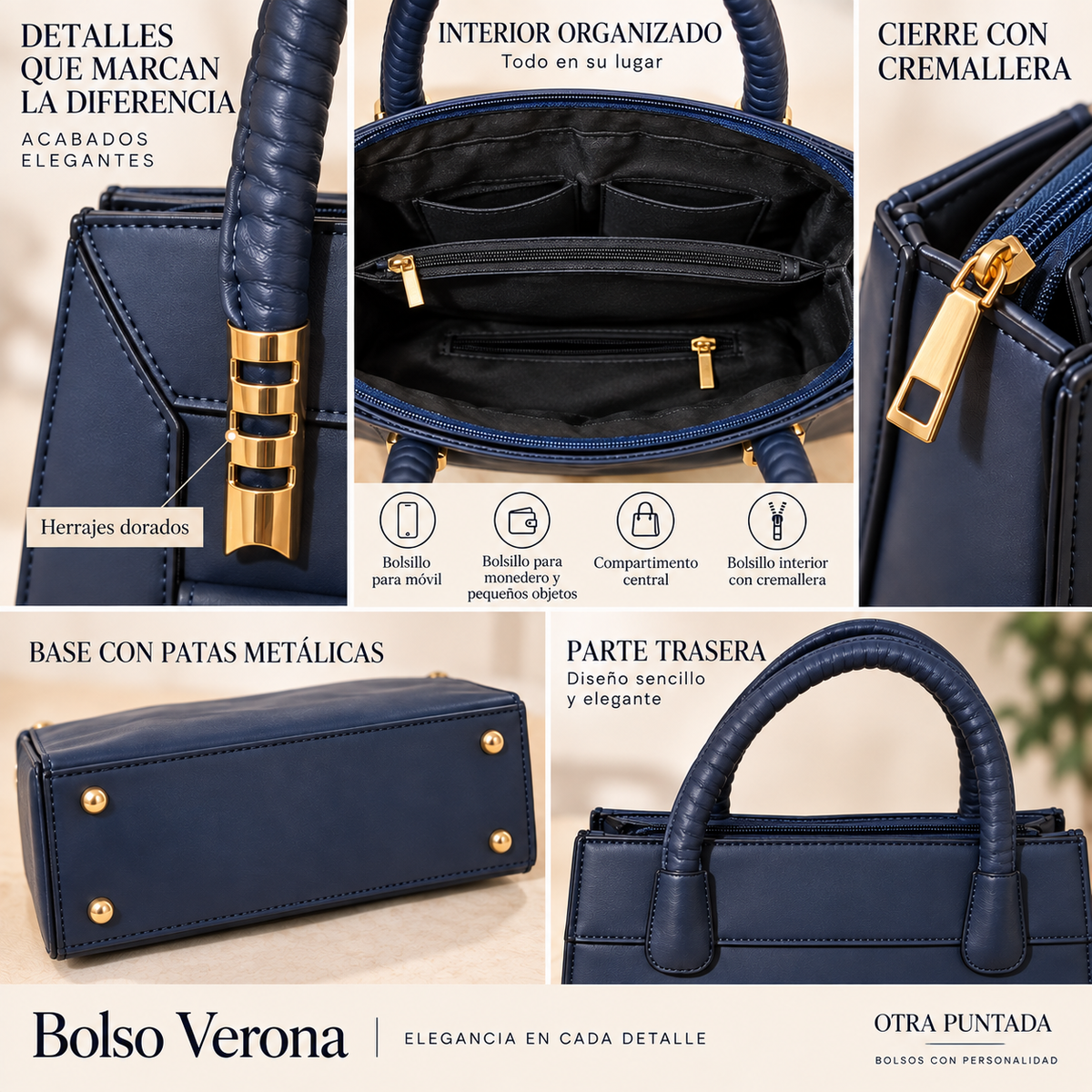 Detalles del bolso Verona y la cartera a juego.