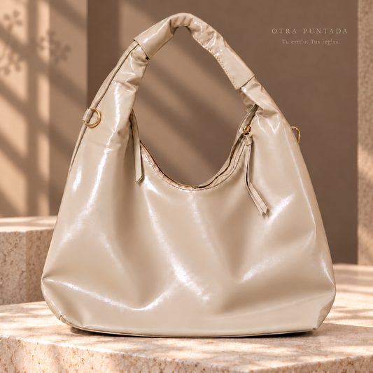 Bolso Duna en color arena, vista frontal
